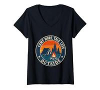 Women's Camp More Talk Less Outside Camping Nature V-Neck T-Shirt