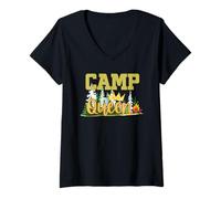 Womens Camp Queen Tent Life Mountain Explorer V-Neck T-Shirt