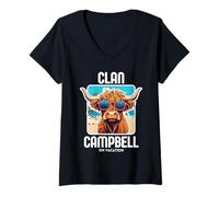 Womens Campbell Clan Vacation Scottish Family Name Party V-Neck T-Shirt