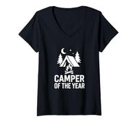 Womens Camper of The Year Funny Camping Design V-Neck T-Shirt