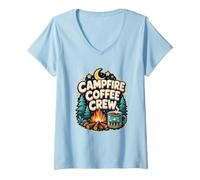 Women's Campfire Coffee Crew Camp Morning V-Neck T-Shirt