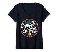 Womens Campfire Stories Scout Leader Camp Scout V-Neck T-Shirt