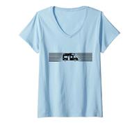 Womens Camping camper mountains climb hiking motorhome V-Neck T-Shirt