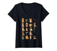 Women's Camping Dog Breeds Grid Outdoor Dog Lover Camp Hiking V-Neck T-Shirt