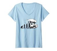 Womens Camping Motorhome Evolution Camper Woman in Motorhome V-Neck T-Shirt