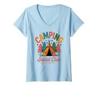 Women's Camping Social Club Fires Friends and Fun Love to Camp V-Neck T-Shirt