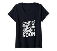 Womens Camping Under the Moon Doing It Soon V-Neck T-Shirt