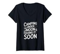 Womens Camping Under the Moon Doing It Soon V-Neck T-Shirt