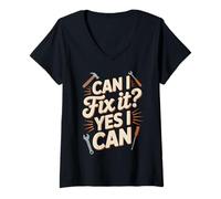 Womens Can I Fix It yes can Fixologist Repairman Handyman V-Neck T-Shirt
