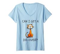 Women's Can I Get A Do-Over Funny Cat Existential Relatable Humor V-Neck T-Shirt