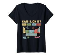 Women's Can I Lick It Periodic Table Chart Science Teacher Cool Meme V-Neck T-Shirt