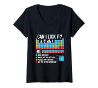 Women's Can I Lick It - Periodic Table Chemistry Science Teacher V-Neck T-Shirt