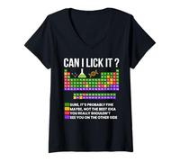 Women's Can I Lick It Periodic Table Funny Chemistry Science Teacher V-Neck T-Shirt
