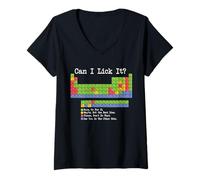 Womens Can I Lick It Periodic Table Funny Science Teacher & Student V-Neck T-Shirt