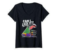 Women's CAN I Lick IT? Sarcastic Periodic Table Lab Chemistry V-Neck T-Shirt