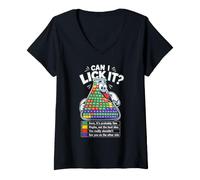Women's CAN I Lick IT? Sarcastic Periodic Table Lab Chemistry V-Neck T-Shirt
