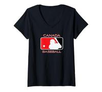 Women's Canada Baseball Player Canadian Flag Maple Land Heritage Can V-Neck T-Shirt
