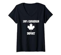 Womens Canada Day T-shirt Funny Maple Leaf Canadian Import Gift V-Neck T-Shirt