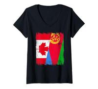 Women's Canada Eritrea Half Flag Canadian Eritrean Heritage V-Neck T-Shirt