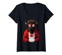 Women's Canada Flag Canadian Pride Canadian Roots Canada Maple Leaf V-Neck T-Shirt