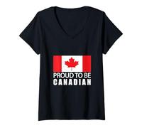 Womens Canada Flag Canadian Vacation Fishing Hiking Skiing Camping V-Neck T-Shirt