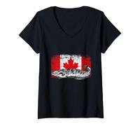 Women's Canada Flag Catfish Fishing Angler Catfisherman V-Neck T-Shirt