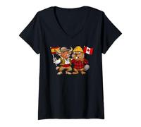 Women's Canada Spain Flag Canadian Spanish Roots Spanish Canadian V-Neck T-Shirt