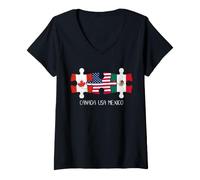 Women's Canada USA Mexico - Puzzle Flag Distressed Design V-Neck T-Shirt