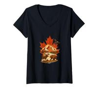 Womens Canada Wilderness - Moose, Bear & Mountains Nature Lover V-Neck T-Shirt