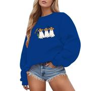 Women's Canadian Maple Leaf Print Round Neck Long Sleeve Casual Winter Fleece Jacket Women, blue, XL