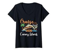 Womens Canary Islands Cruise Squad 2026 Family Holiday Matching V-Neck T-Shirt