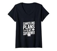 Women's Canceling Plans is My Superpower Introvert Humor V-Neck T-Shirt