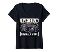 Womens Cancer. Guarded heart. Unshaken spirit. V-Neck T-Shirt