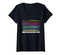 Womens Cancer Sucks in Every Color Fighter | Funk Cancer V-Neck T-Shirt