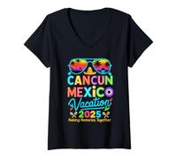Womens Cancun Mexico Vacation Beach 2025 Trip Matching Group Squad V-Neck T-Shirt