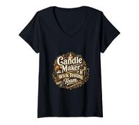 Women's Candle Maker Wick Testing Team Candle Making V-Neck T-Shirt