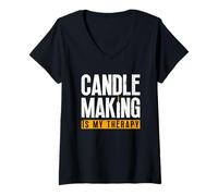 Women's Candle Making is My Therapy - Candle Maker Candle Making V-Neck T-Shirt
