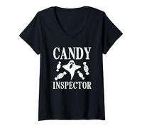 Women's Candy Inspector Halloween Ghost V-Neck T-Shirt