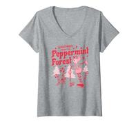 Womens Candy Land Greetings from The Peppermint Forest Retro Poster V-Neck T-Shirt