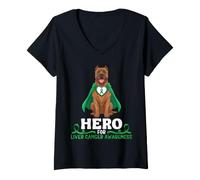 Women's Cane Corso Dog Hero for Liver Cancer Awareness Supporter V-Neck T-Shirt
