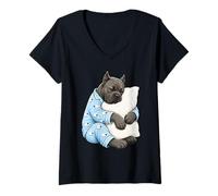 Women's Cane Corso Sleeping in Cute Pajamas Sleep Dog V-Neck T-Shirt