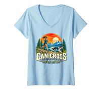 Women's Canicross Trail Running with My Dog Runner Dog Sport V-Neck T-Shirt