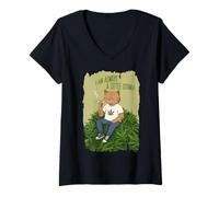 Womens Cannabis Cat smoking a Joint - ALWAYS A LITTLE STONED 1 V-Neck T-Shirt