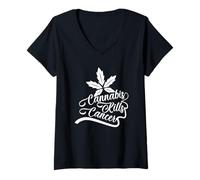 Womens Cannabis Kills Cancer V-Neck T-Shirt