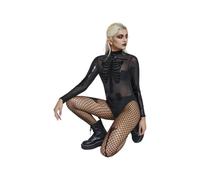 Smiffys Fever Sheer Skeleton Bodysuit, Black (Size L)