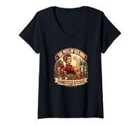 Women's Canning She Puts Up Her Own Homestead Kitchen Rosie Riveter V-Neck T-Shirt