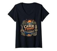 Women's Canoe Camper Mountain Lake Paddling Society V-Neck T-Shirt
