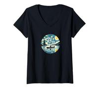 Womens Canoe Canoeing Canoer Outdoors Van Gogh Starry Night Style V-Neck T-Shirt