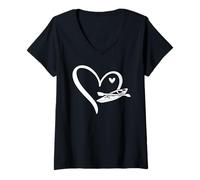 Womens Canoeing Heart Kayak Canoe Canoeing V-Neck T-Shirt
