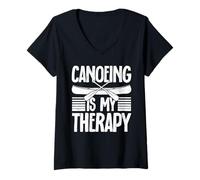 Womens Canoeing is My Therapy - Canoe Kayak Canoeing V-Neck T-Shirt